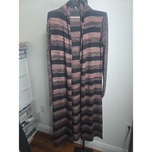 Size XXS-Lisa Rinna Collection Striped Sweater Knit Duster Cardigan